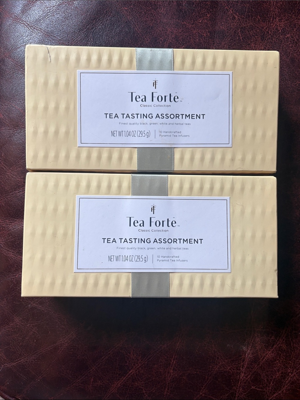 Forte Tea Tasting Assortment Box Set - Cream and Gold Packaging